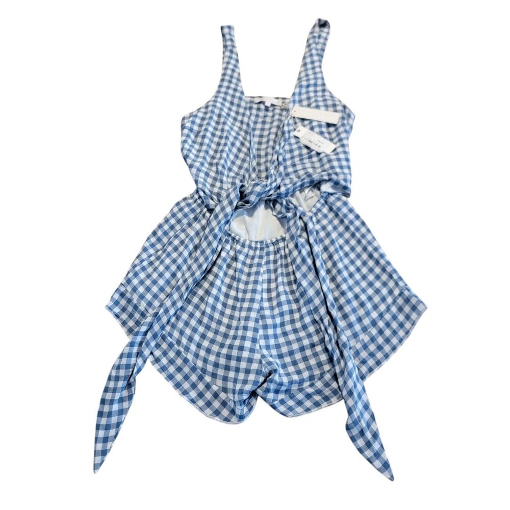 NEW Olivaceous Romper Catalyst‎ Women's Blue Gingham Plaid Shorts Size S